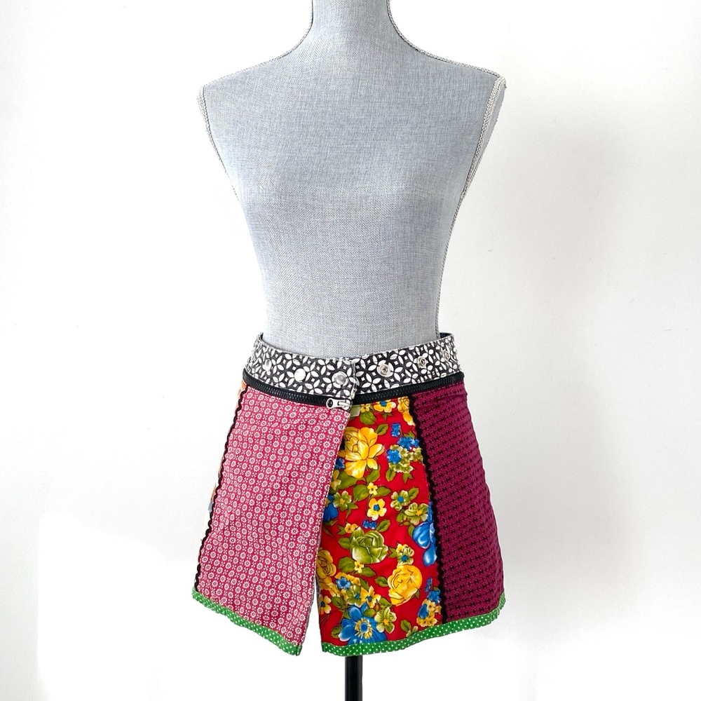 ZAND Reversible Colorful Patchwork Mini Wrap Skir… - image 3